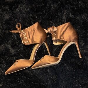 Jewel Badgley Mischka Satin Lace-Up Heels Size 11